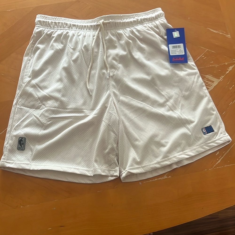 NBA White Athletic Shorts Lightweight Elastic